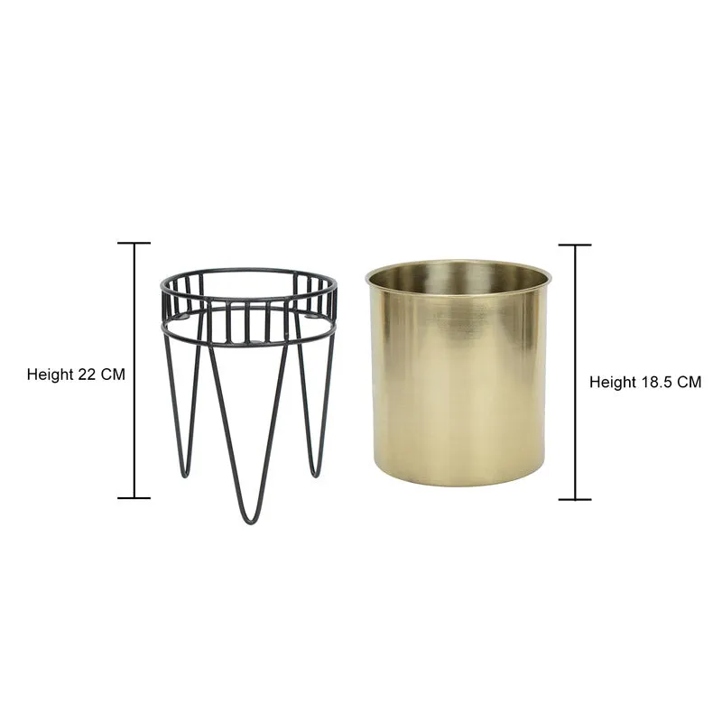 Zenva Stainless Steel Planter - Gold & Black media 4