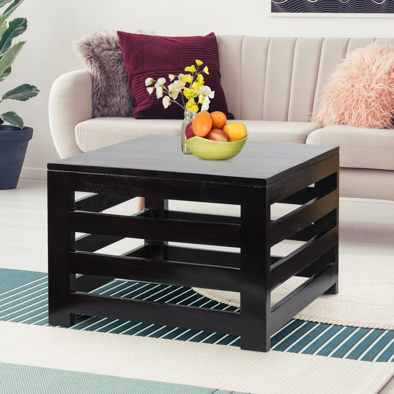 Pervon Sheesham Wooden Center Table - Black