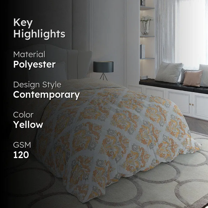Monte Carlo Kalira Ethnic Motif Polyester Reversible Comforter (Mustard) - 120 GSM media 2