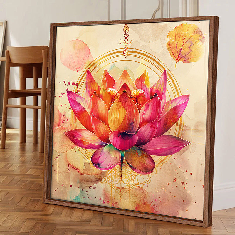 Pink Lotus Nirvana Canvas Wall Art With Frame media 7