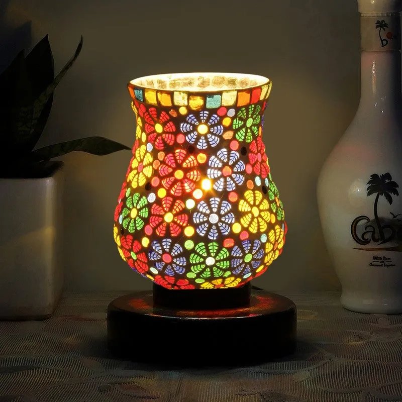 Startrek Mosaic Glass Table Lamp With Wooden Base - Multicolor media 1