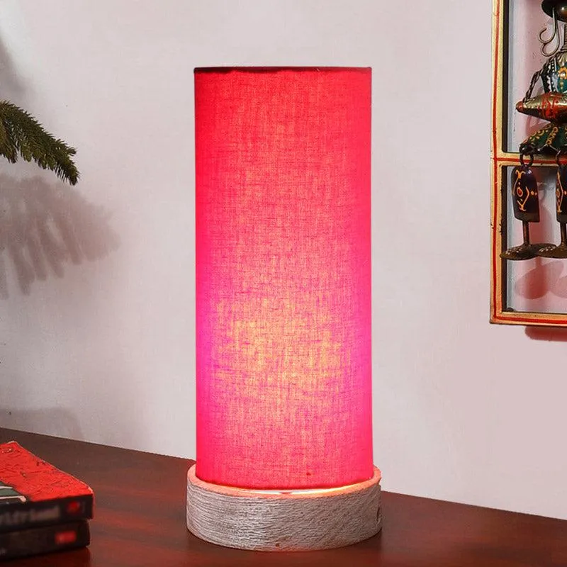 Ocra Tower Wooden Table Lamp - Red,White media 1
