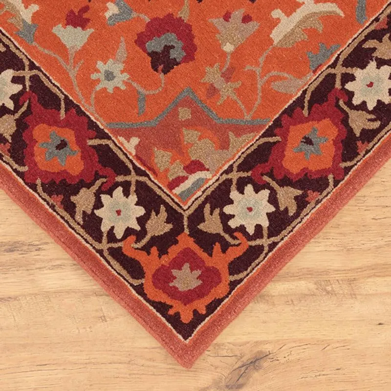 Nephthys Hand Tufted Ethnic Wool & Nylon Carpet - Rust Red media 7