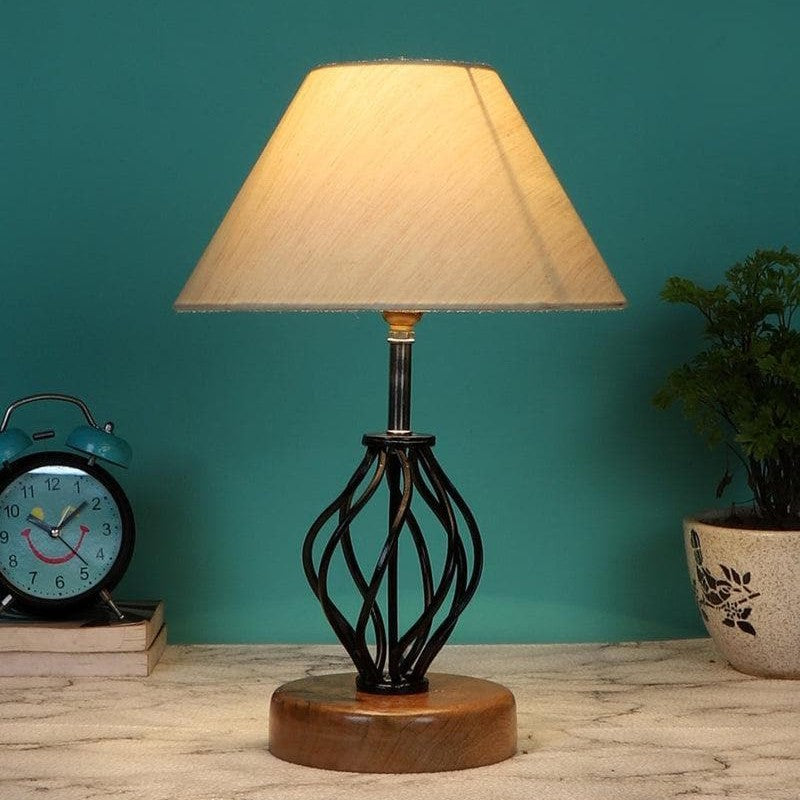 Georgia Fabric Table Lamp - Beige,Black