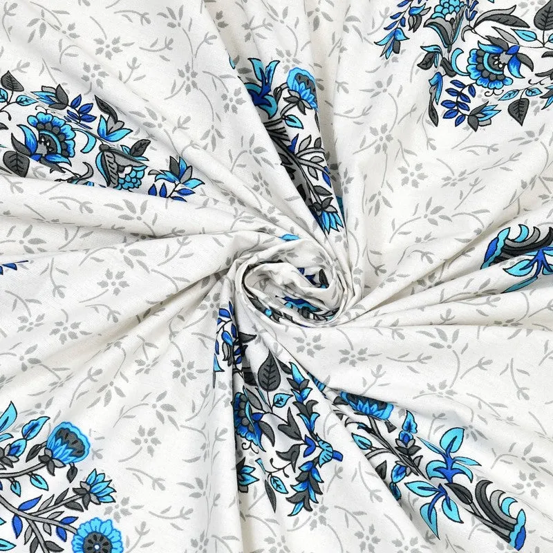 Royally Cotton Bedsheet (Blue,White) - 240 TC media 5