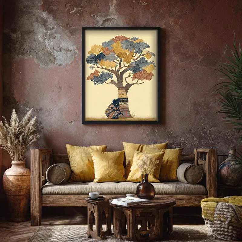 Kalpavriksha Canvas Wall Painting With Black Frame media 8