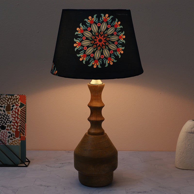 Toile Glyph Mango Wood Table Lamp - Multicolor