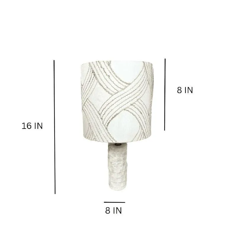 Whimsy Waves Sculpt Hand Crafted Fabric Table Lamp - White media 5