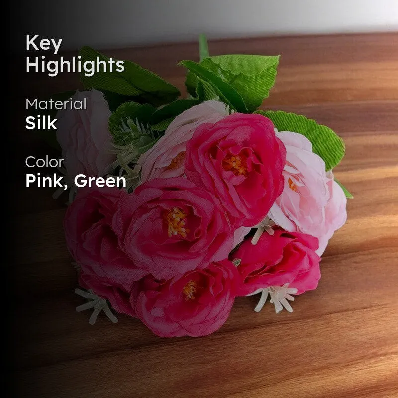 Anemone Peony Artificial Flower Stick - Pink media 2