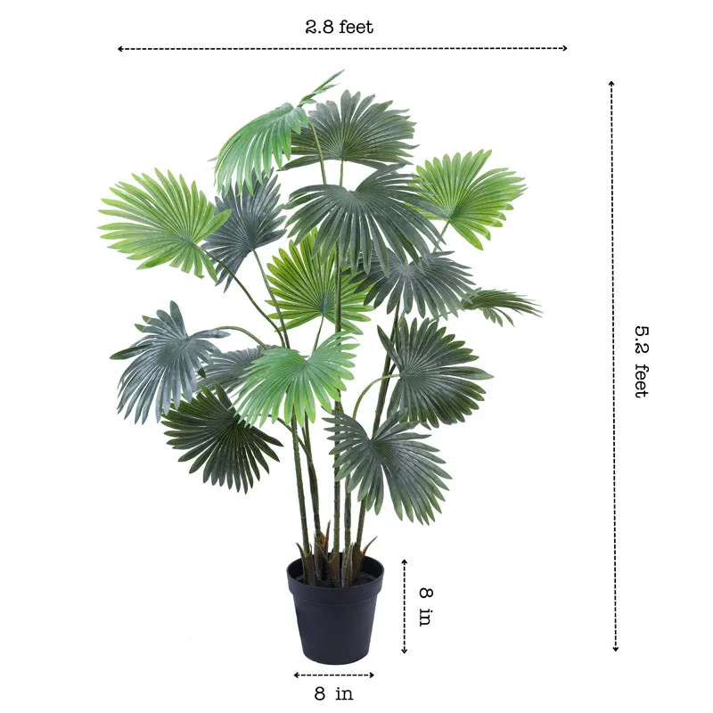 Faux Realistic Areca Plant With Black Plastic Pot - 5.2 Feet media 8