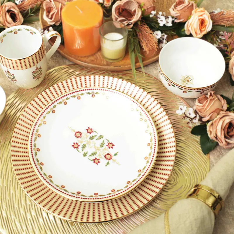 Gilded 24k Gold Brushed Porcelain Dinner Set - 21 Piece Set media 3