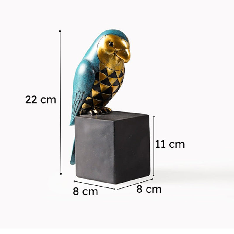 Prismatic Parrot Geometric Painted Resin Showpiece - Blue & Gold media 7