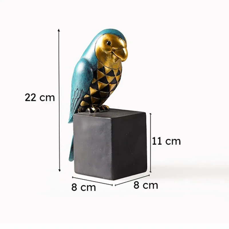 Prismatic Parrot Geometric Painted Resin Showpiece - Blue & Gold media 7