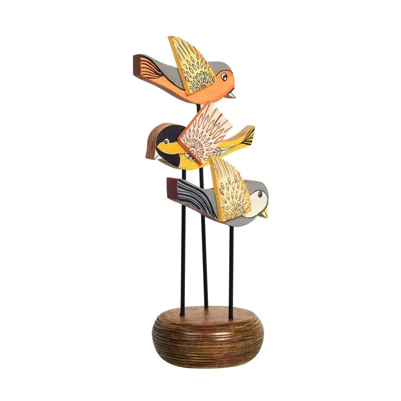 Flutura Colorful Mango Wood Bird Showpiece media 4