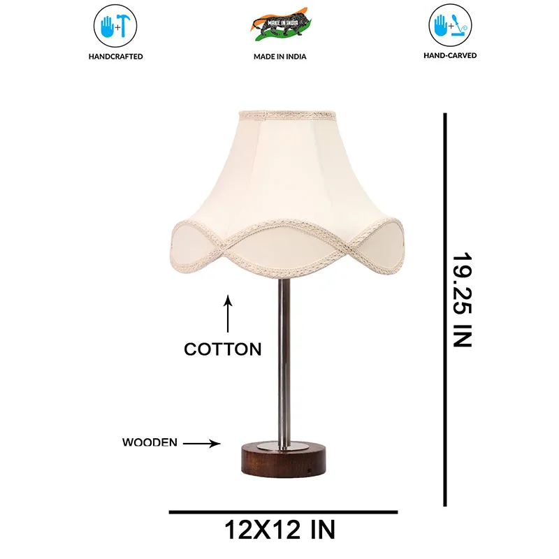 Valencia Arc Rodin Wooden Table Lamp - OffWhite,Silver,Brown media 7