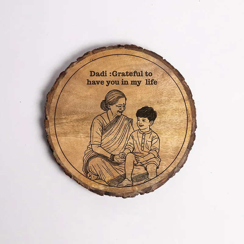 Grateful To Dadi Wood Showpiece - Round media 5