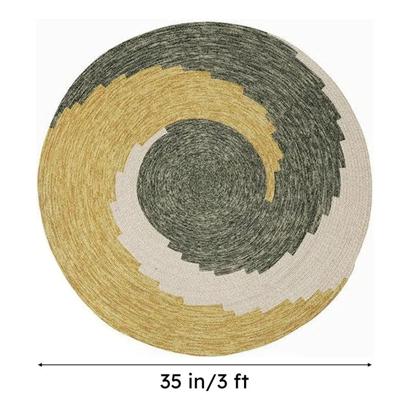 Spiro Round Cotton Rug - Yellow & Green media 8