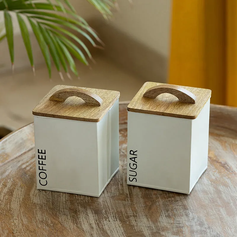 Barista's Cache "Coffee & Sugar" Iron Jar (1000 mL Each) - Set Of Two media 1