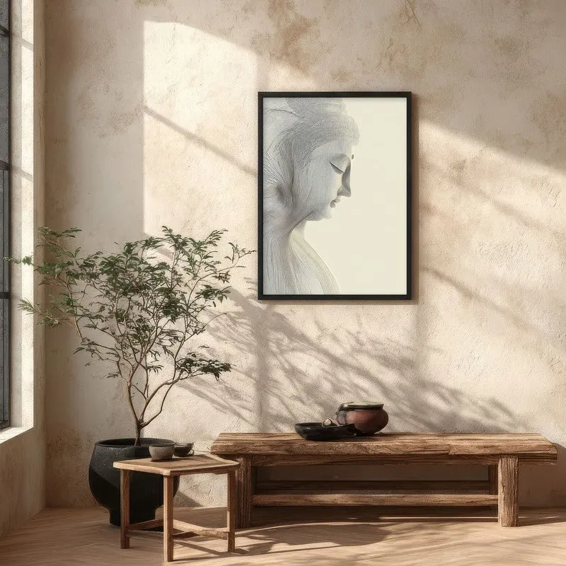 Silent Contemplation Buddha Wall Painting With Black Frame media 5
