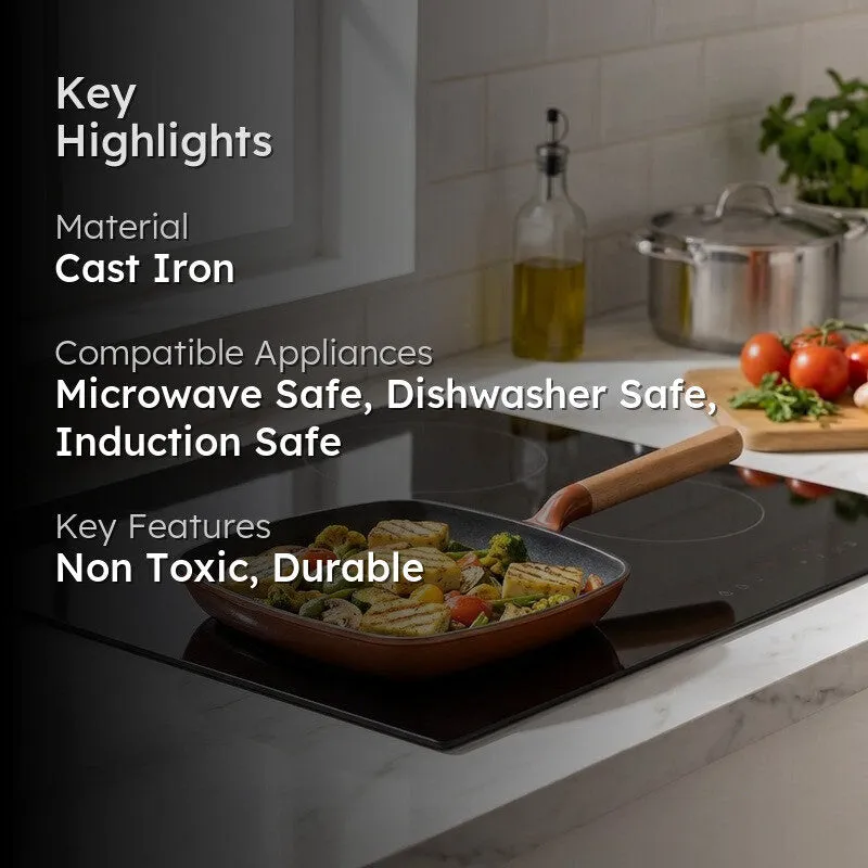 Cumin Co Enamel Cast Iron Grill Pan - Rust media 2