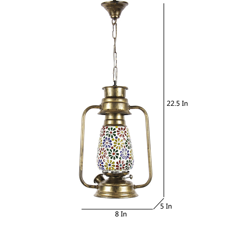 Madhura Mosaic Lantern Glass Ceiling Lamp - Gold media 5