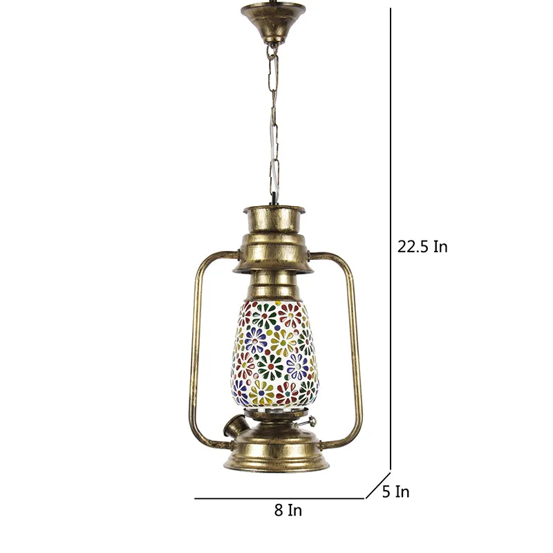 Madhura Mosaic Lantern Glass Ceiling Lamp - Gold media 5