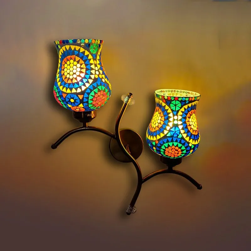 MosaicAura Twin Glass Wall Lamp - Multicolor media 6