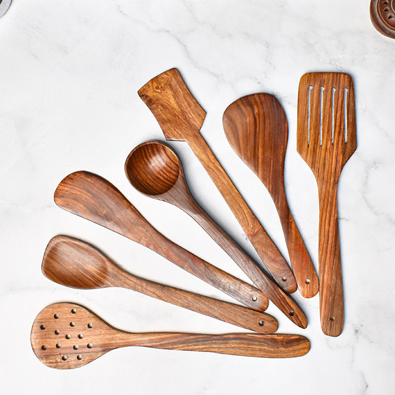 Timberon Sheesham Wood Serving Spoon - Eight Piece Set image 6