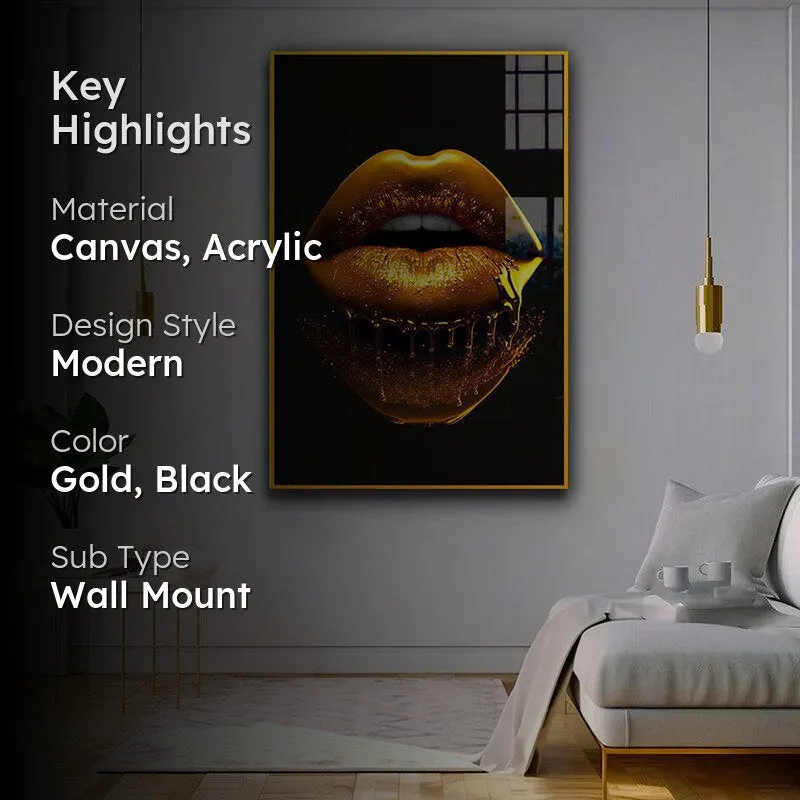 Midas Kiss Modern Canvas Wall Art With Frame - Gold media 2