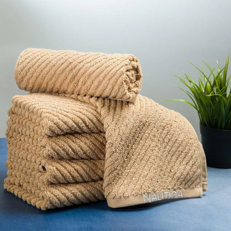 Nautica Riviera Soft Cotton Hand Towel (Light Tan) - Set Of Six media 1