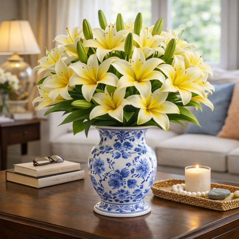 Petalune Lily Artificial Flower - Set Of Four
