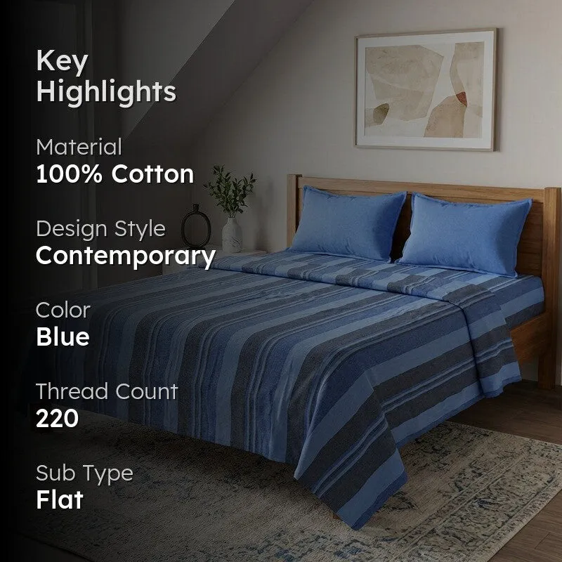 Parallel Peace Cotton Bedsheet (Blue) - 220 TC media 2
