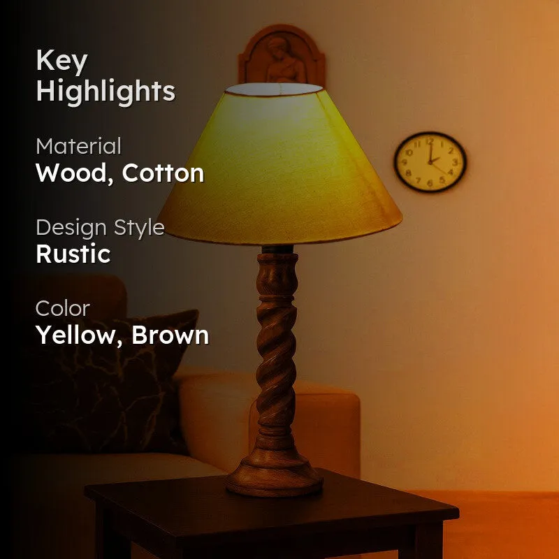 Elvane Vyno Wooden Table Lamp - Yellow media 2