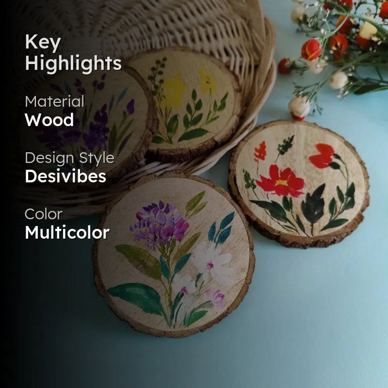 Rivera Bloom Handpainted Coaster -  Set Of Four media 2
