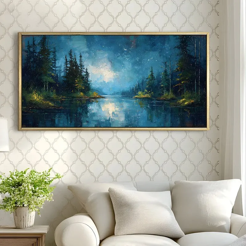 Celestial Lake Canvas Wall Painting With Frame media 4