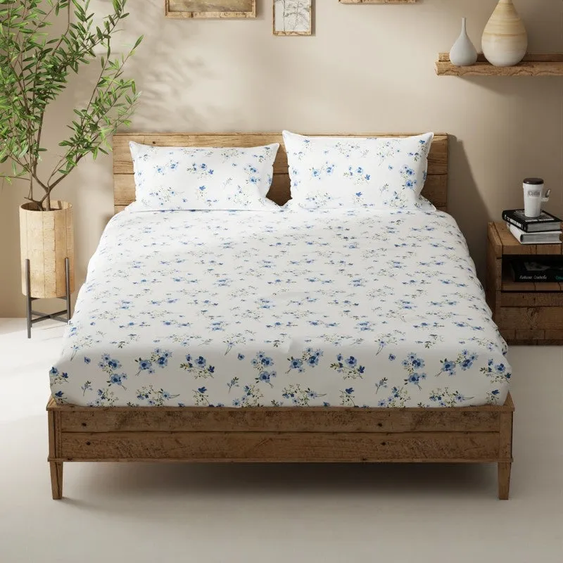 Aelvos Bedsheet (White,Blue) - 115 GSM media 3