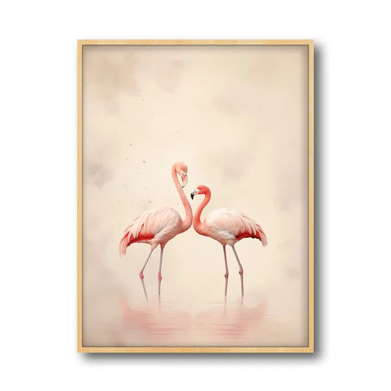 Flamingo Flo Archival Canvas Wall Art - Natural Brown Frame media 5