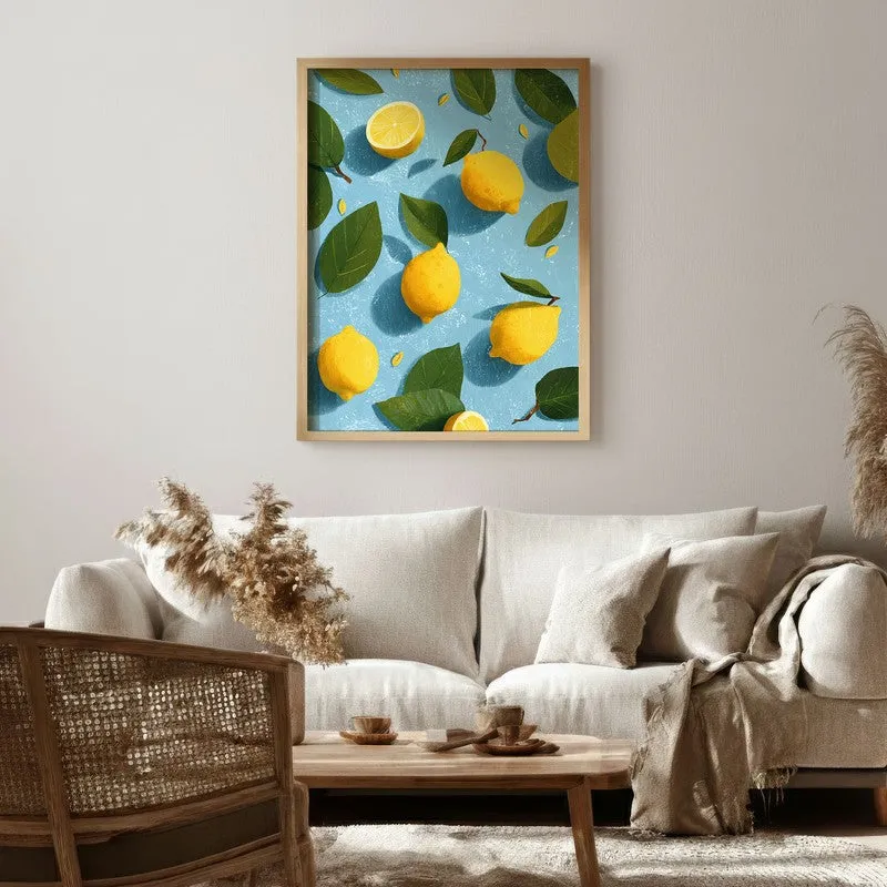 Lemon Study Canvas Wall Painting - Brown Frame media 1