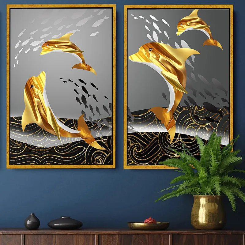 Foiled Dolphins Wall Art - Set Of Two media 1