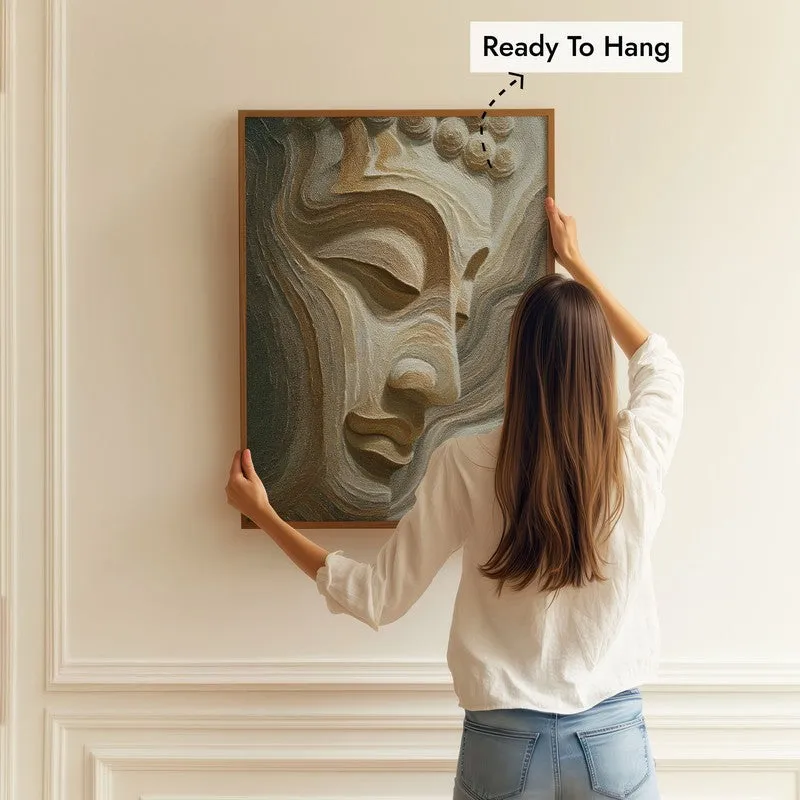 Buddha of Inner Peace Archival Paper Wall Painting With Brown Frame media 5