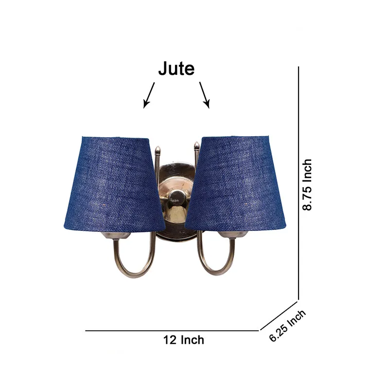 Veda Duo Conical Fabric & Metal Wall Lamp - Blue media 4