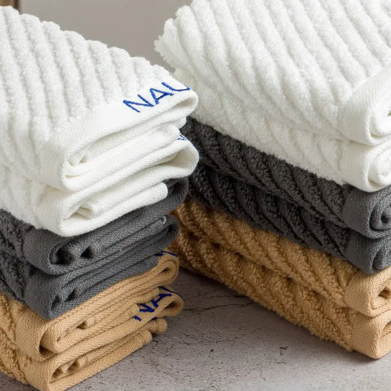 Nautica Riviera Soft Cotton Hand & Face Towel (White,Yellow & Grey) - Set Of Twelve media 5