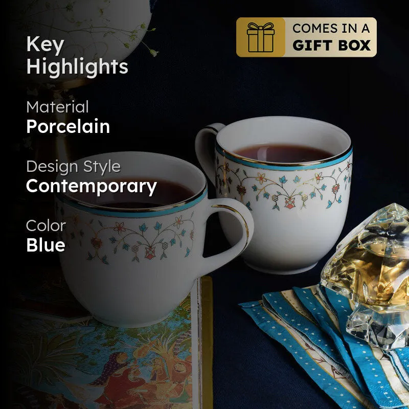 Gilded Mavi Pete 24k Gold Brushed Porcelain Coffee Mug (300 mL Each) - Set Of Four media 2