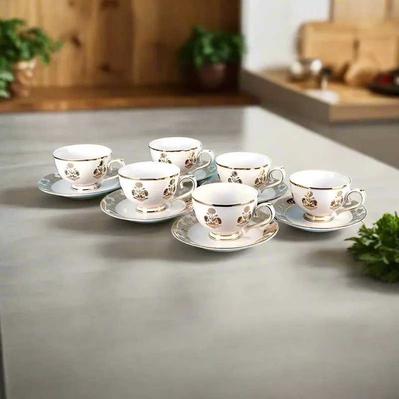 Golden Flower Cup & Saucer - Set of Six media 1