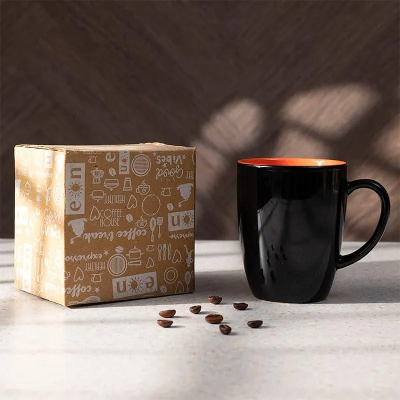Yuvara Porcelain Coffee Mug (295 mL) - Black,Orange media 4