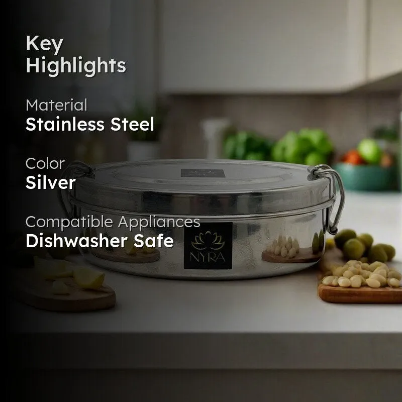 Krish Bliss Round Stainless Steel Tiffin & Lunch Box - 340 ML media 2