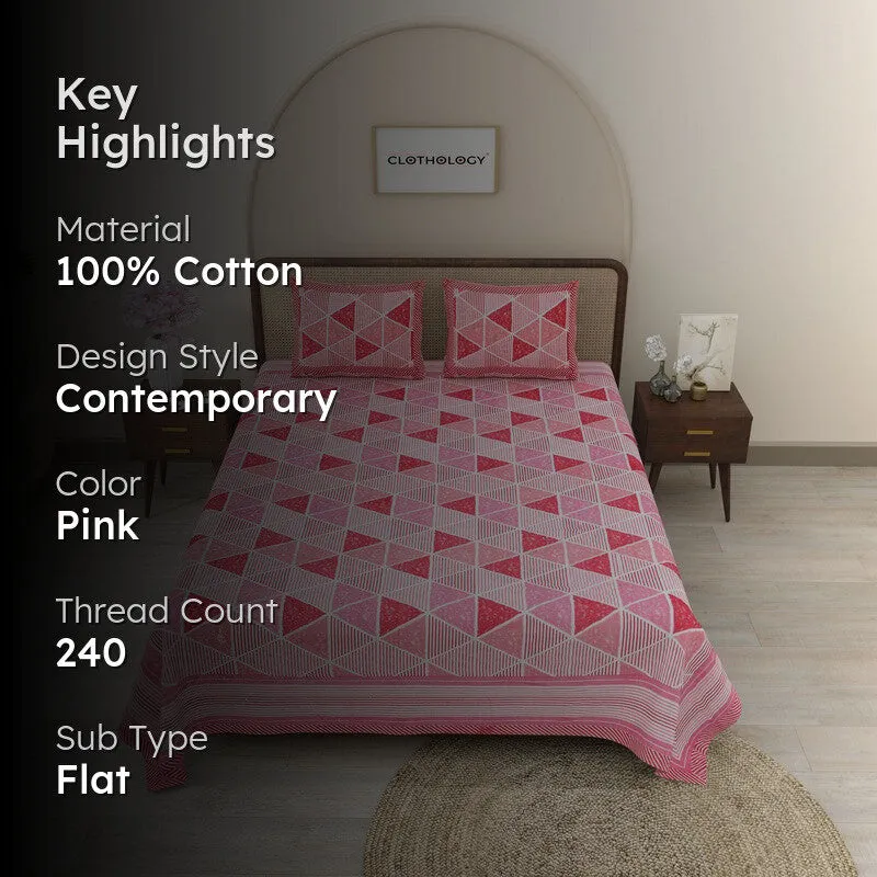 Softo Cotton Bedsheet (Pink) - 240 TC media 2