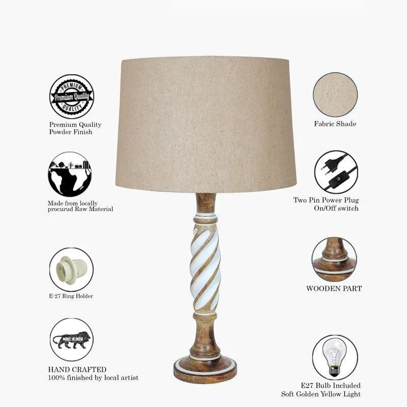 IllumeCraft Designer Wooden Table Lamp - Beige,Brown media 6