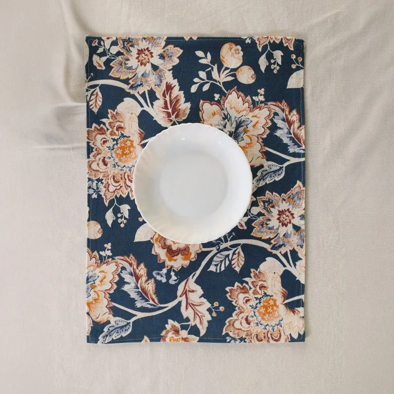 Navy Blossom Haven Canvas Table Mats - Set Of Six media 4