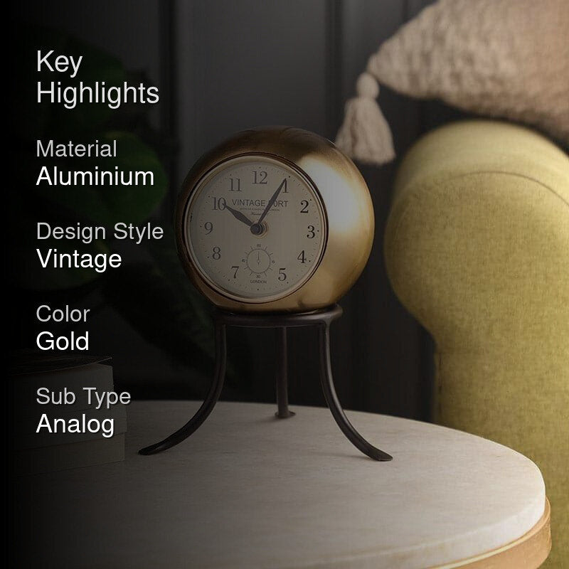 Roxy Table Clock - Gold media 2